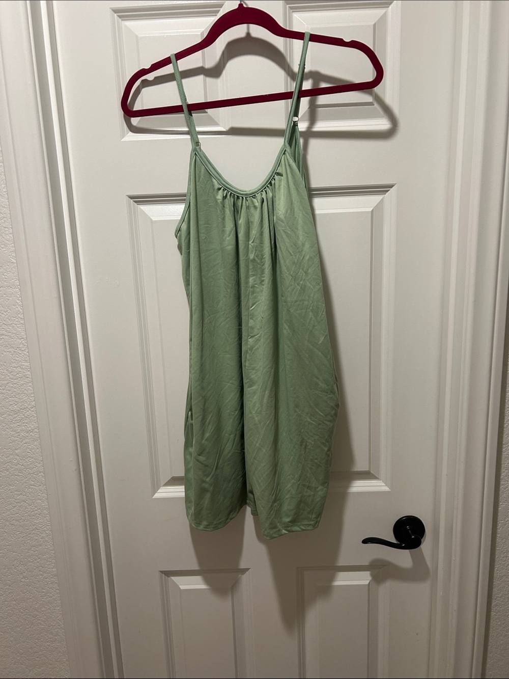Light Sage Green Slip Jumpsuit with Adjustable Spaghetti Straps